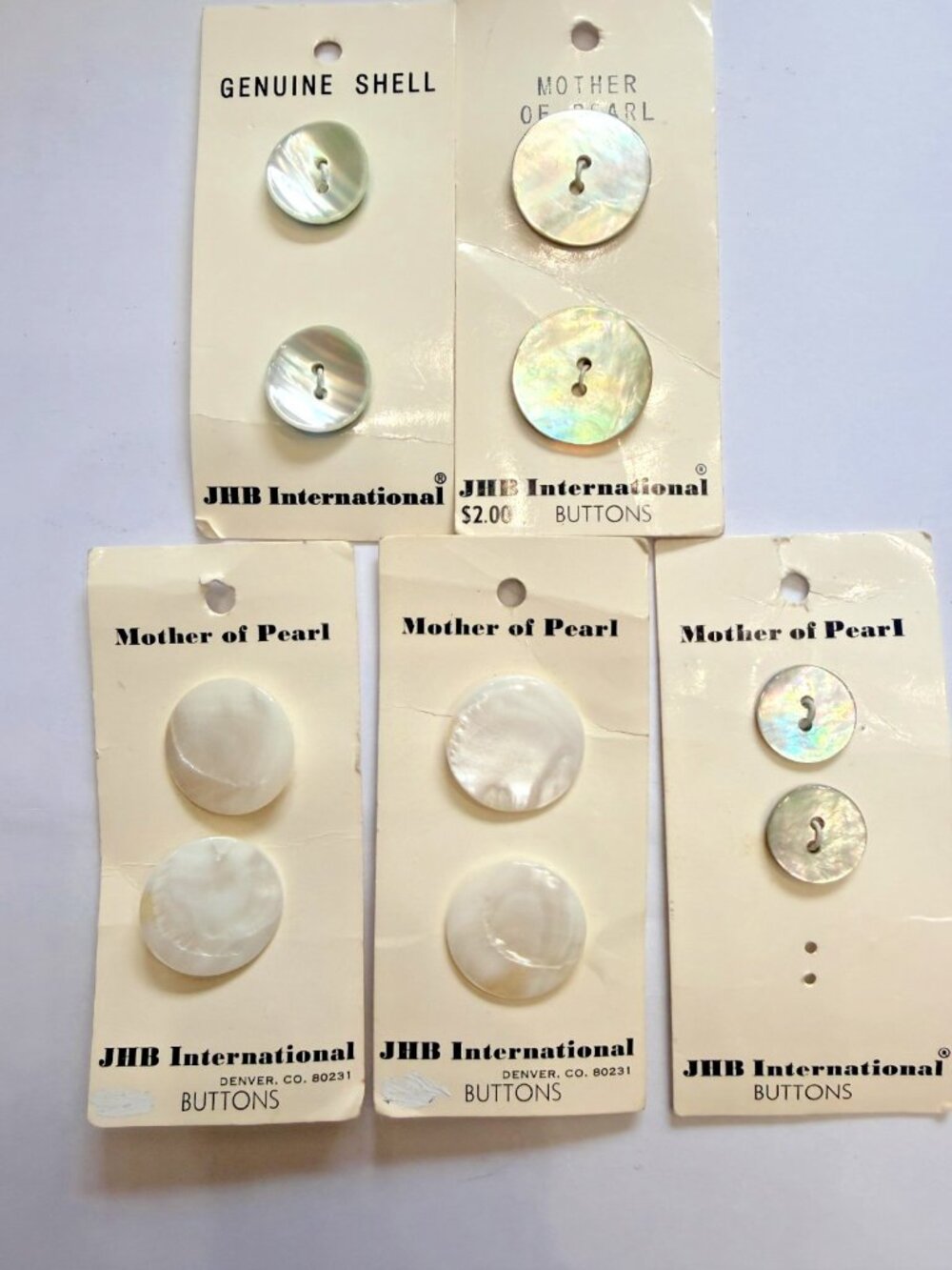 Vintage Mother of Pearl Buttons Lot New on Card JHB International